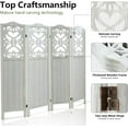 thumbnail image 4 of 4 Panel Room Divider 5.6FT Wood Carved Room Divider Folding Privacy Screen with Double Hinges, Free Assembled Portable Partition Screen Divider for Room Separation Home Office - Retro White, 4 of 16
