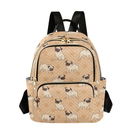 Pug Paw Prints Fashion Backpack for Women Lightweight College Travel Casual Daypack