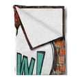 thumbnail image 2 of Brick Wall Soft Flannel Fleece Throw Blanket, Red Cracked Brick Wall British Backdrop Uk English Pop Art Cloud 90s Grunge, Cozy Plush for Indoor and Outdoor Use, 50" x 60", Multicolor, by Ambesonne, 2 of 5