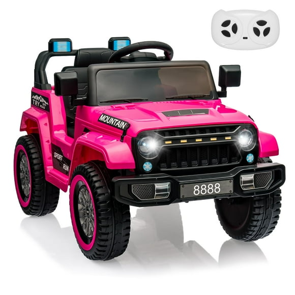 EDTara 12V Kids Ride On Truck Car, Battery Powered Electric Vehicles with Remote Control, Spring Suspensions, 3 Speeds, LED Lights, Music, MP3, Ride On Toy Car for Children Toddles Boys Girls