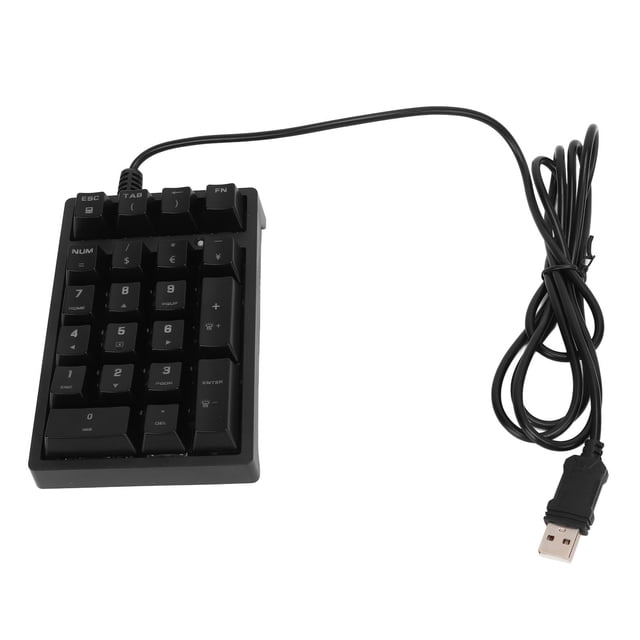 Teclado numérico mecánico con cable, 21 teclas, interruptor azul, LED de Color, USB, teclado numérico portátil K21 para ordenador portátil y PC