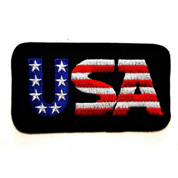 USA American Flag Stars & Stripes Biker Embroidered Patch Iron Sew BSPM0242
