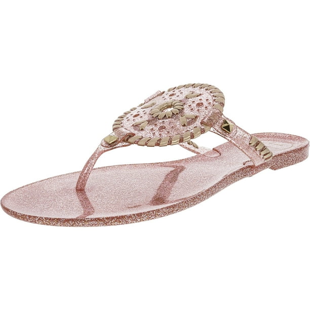 Jack Rogers Women s Sparkle Georgica Jelly Rose Gold Rubber Sandal