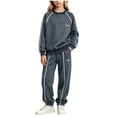 thumbnail image 2 of NAISIBABY Outfit Sets for Girls Long Sleeve Crew Neck Sweatshirt +Pants Fall 2-Piece Set Dark Gray Size 13, 2 of 7