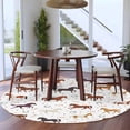 thumbnail image 3 of Beige Brown Horses Round Area Rug 5Ft Washable Circle Rugs for Living Room Bedroom, Horseshoes Farmhouse Abstract Art Non-Slip Carpet Floor Mats Indoor Outdoor Carpet Runner Aesthetic Home Decor, 3 of 8