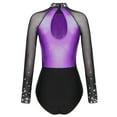 thumbnail image 4 of Alvivi Women's Long Sleeve Gymnastics Leotard Acrobatics Performer Costume Ballet Dance Bodysuit Purple L, 4 of 7