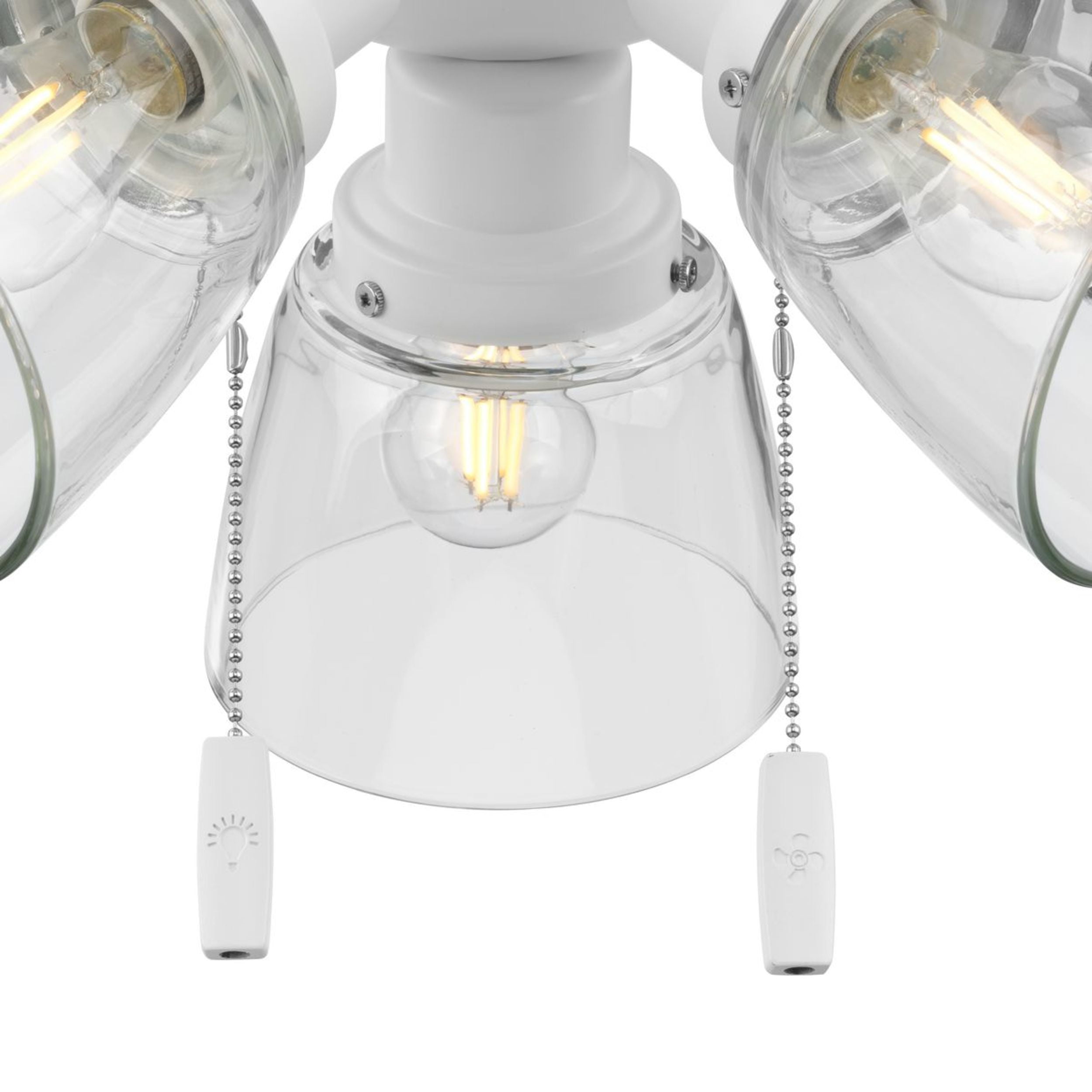 Bennett 52" White 3 Light 5 Blade Ceiling Fan with LED Light Kit and Clear Glass Shades