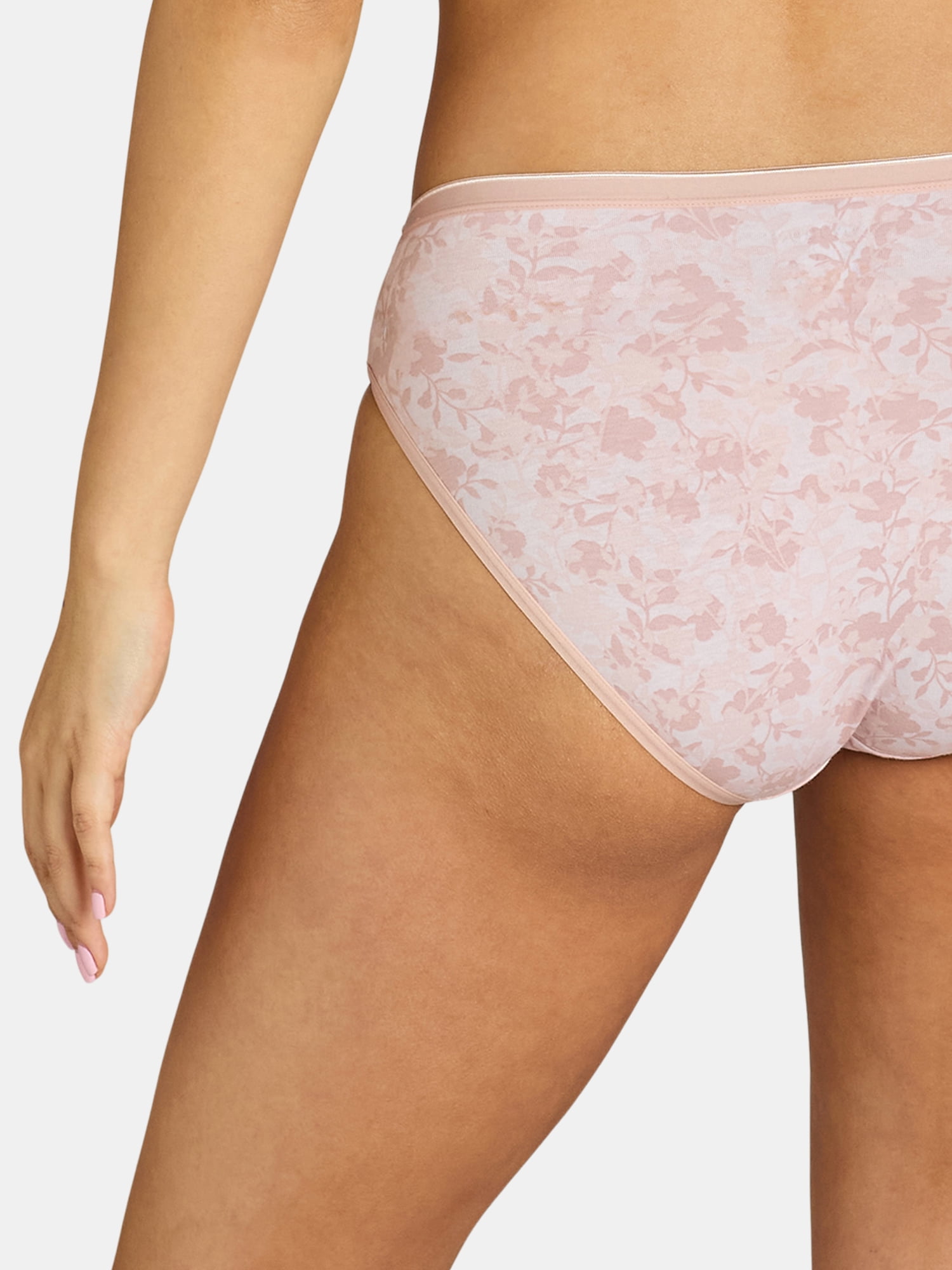 Joyspun Women's Cotton-Blend Hi-Cut Bikini Panties, 6-Pack, Sizes S-XXXL