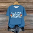 thumbnail image 4 of Women Funny Christian T-Shirts Thanksgiving Fall for Jesus He Never Leaves Short Sleeve Tees Casual Crewneck Loose Tops, 4 of 4