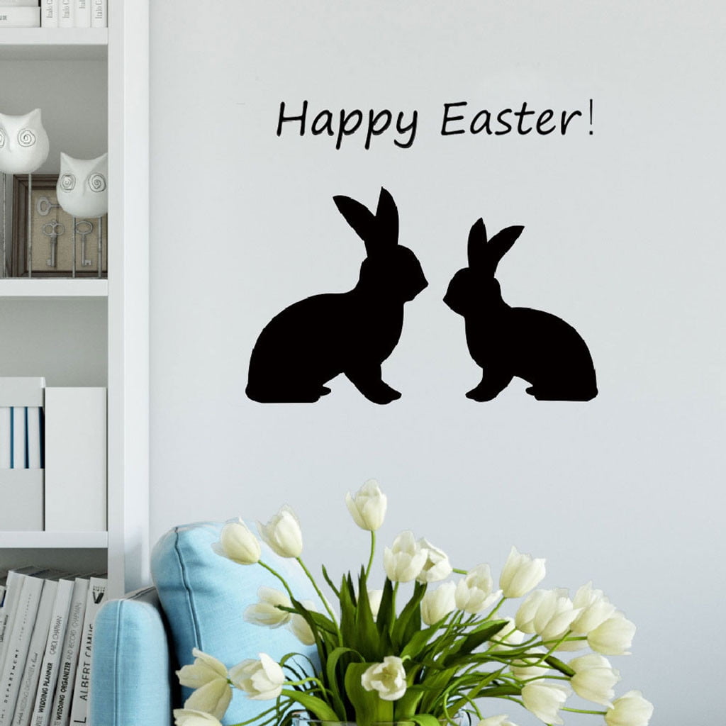 EASTER wall stickers seasonal bunny rabbit eggs birds floral grass decal vinyl 