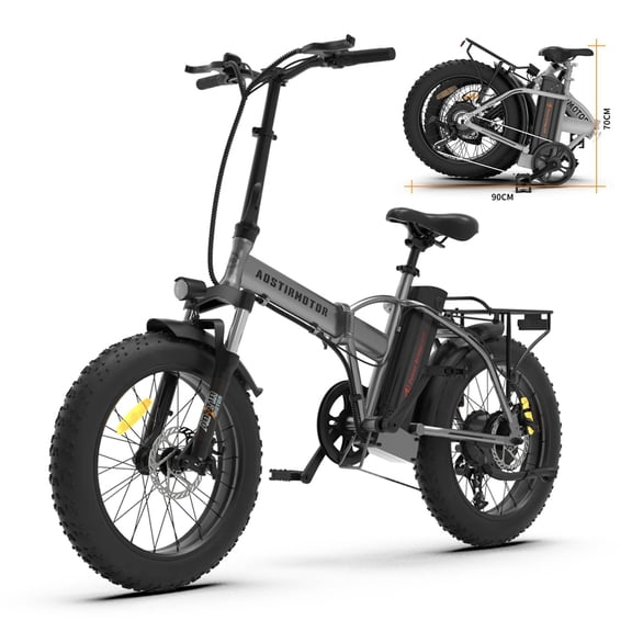 Leavan Folding Electric Bike, 20" Fat Tire, 750W Motor, 48V 12.5Ah Battery, UL2849, Gray