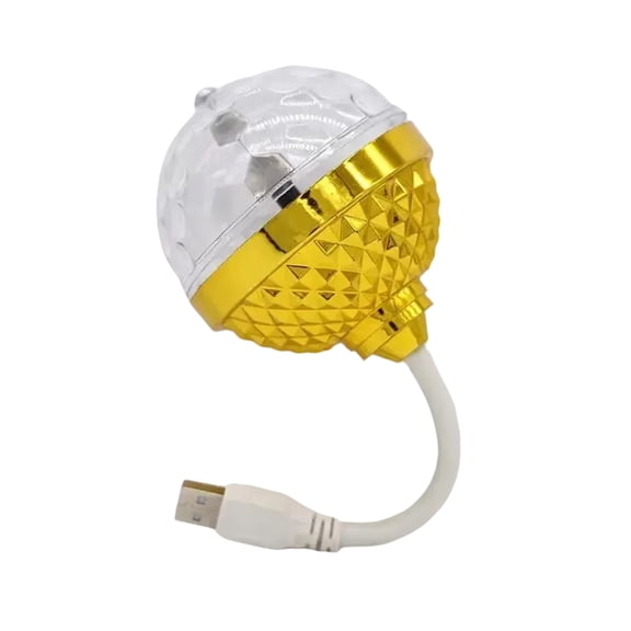 Colorful Disco Rotating Led Light Bulb With Usb Socket, Gold, Auto-Color Changing Strobe Effect For Birthday Party, Disco, Bar, Karaoke, Christmas, Halloween & Family Events