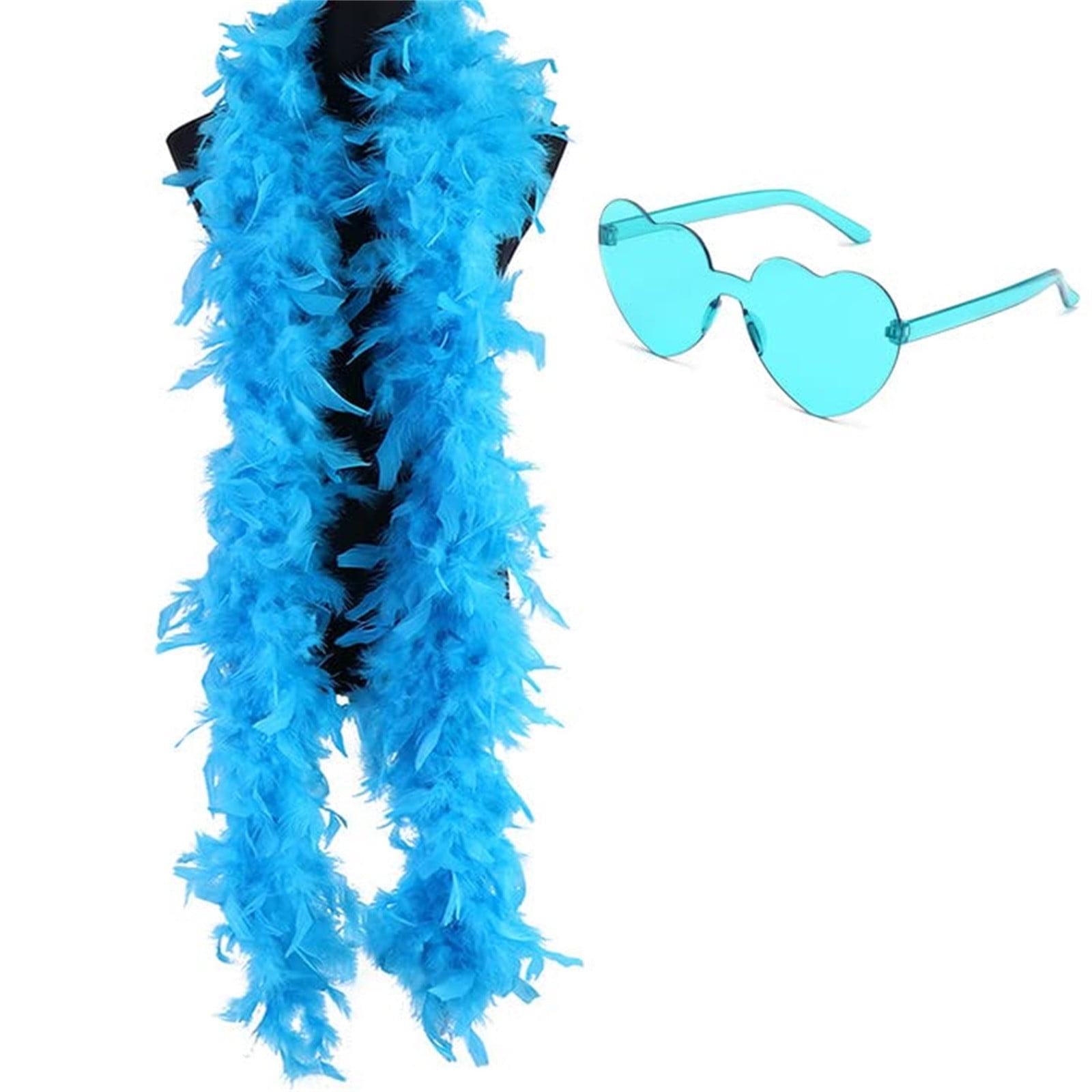Mrigtriles Feather Boas With Heart Rimless Sunglasses 2M/6.6ft Feather Boa For Women Ideal