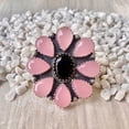 thumbnail image 2 of Rose Quartz And Black onyx Statement Handcrafted Ring. made In 925 Sterling Silver. Boho Ring, Two Stone Ring, Boho Jewelry Gift For Her,..., 2 of 3