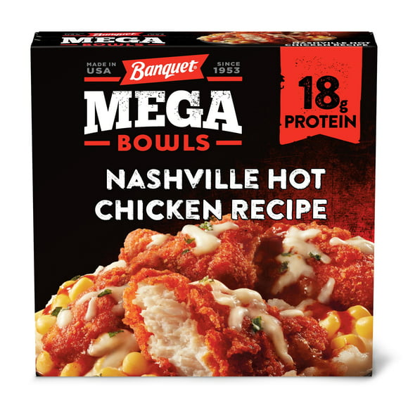 Banquet Mega Bowls Nashville Hot Fried Chicken, Frozen Meal, 13 oz (Frozen)