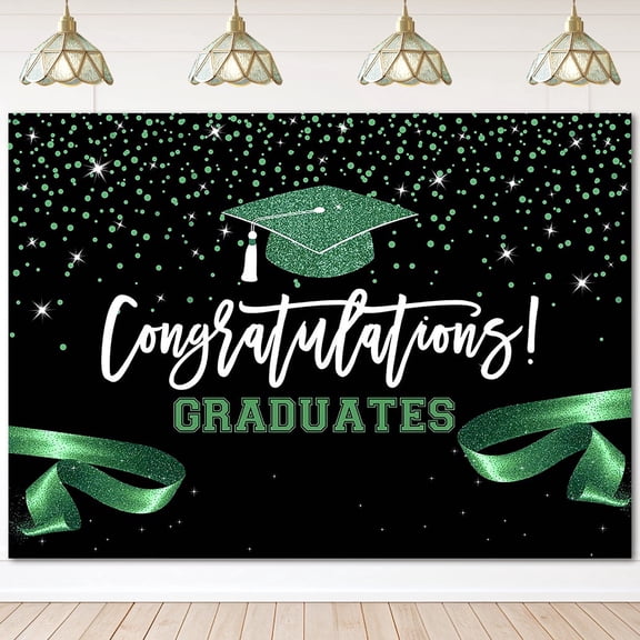 Mocsicka Black Green Class of 2026 Backdrop Congratulations Graduates Background Graduation Prom Party Decoration Banner Photo Booth Props