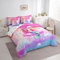 thumbnail image 3 of Homewish Cute Mermaid 7-Piece Bedding Comforter Set,Cartoon Starry Sky King Bedding Sets,Gradient Pink Purple Bed Sheets For Girls Kids,Super Cozy Room Decor Reversible, 3 of 8