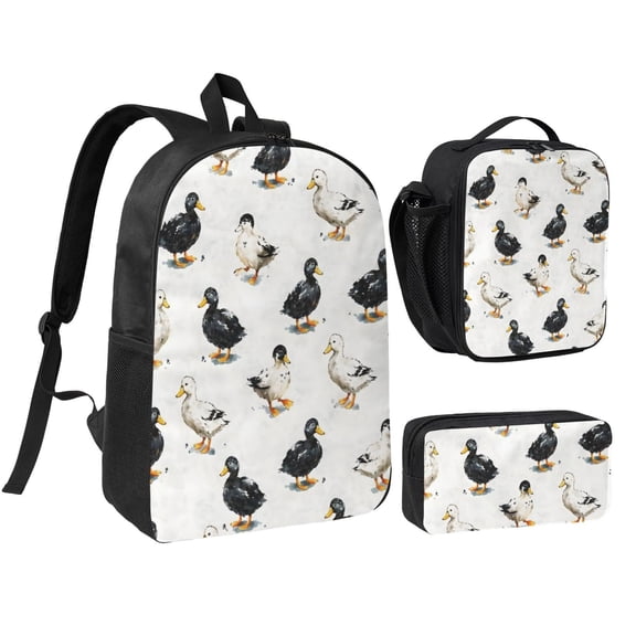 Cute Duck Backpack Set 3pc Including Backpack, Lunch Bag and Pen Bag Combination
