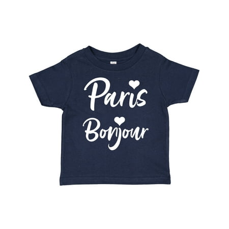 

Inktastic Paris Bonjour with Hearts in White Text Gift Toddler Boy or Toddler Girl T-Shirt