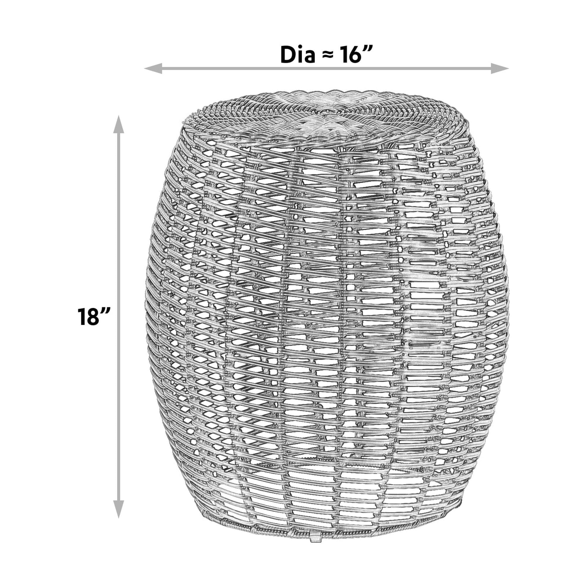 16in Wicker Outdoor Side Table - Black