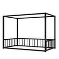 thumbnail image 6 of Twin Bed Frame, Twin Size Bed Frame,Twin size sunshade floor bed, iron double-size bed frame, modern low-profile double-size bed, equipped with fence-style guardrails, black series, 6 of 6