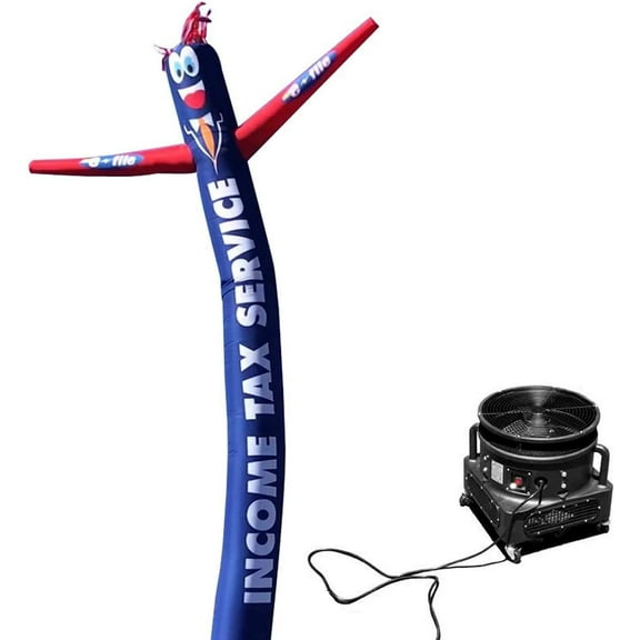 Blue Income Tax Service E-File 18 Foot Tall Inflatable Tube Man Air Powered Waving Puppet, Air Blower Motor Included Dancer by Feather Flag Nation