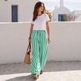 thumbnail image 7 of Stralyhd Palazzo Pants for Women Straight Leg 2026 Summer Striped Pants Casual Flowy Lounge Pants Drawstring Elastic Waist Trousers with Pockets Green XXL, 7 of 7