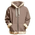 thumbnail image 6 of BiZtdJrK Faux Fur Coat Mens Fuzzy Oversized Hoodie Casual Zip Up Long Sleeve Fleece Jacket Warm Hooded Sweatshirts with Pockets, Brown, XXL, 6 of 8