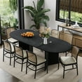 thumbnail image 2 of Brix 79"x33.5" Soild Wood Dining Table Oval Kitchen Table, Black, 2 of 7