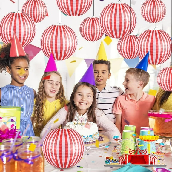 ZenCart Red And White Stripes Paper Lanterns Chinese New Year Hanging Lantern Decoration for Carnival Circus Wedding Spring Festival Decor