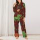 thumbnail image 2 of Balery Frogs and Mushrooms Conjunto de Pijama con Estampado para Mujer, Conjunto de Dos Piezas con Manga Larga, Ropa de Dormir Suave con Bolsillos, Pijamas Cómodos-Large, 2 of 7