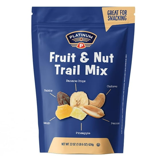 Platinum - Fruit and SBF3 Nut Trail Mix - 22 oz Bag | Banana Chips, Raisins, Mango, Pineapple, Cashews & Peanuts | Healthy Snack Mix for On-the-Go, Hiking, Lunchboxes & More | Fresh & Crunchy