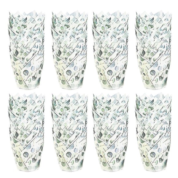 200Pcs Leaf Tulip Cake Cups Heat-resistant Cute Eucalyptus Design Green Cupcake Wrappers