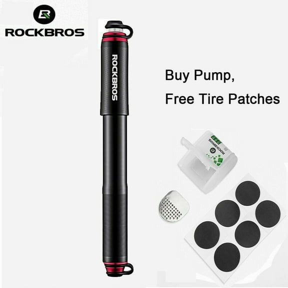 ROCKBROS Bike Pump Frame Mounted High Pressure 120 PSI Dual Pump Protable Mini Pump Free Glueless Puncture Repair Kit
