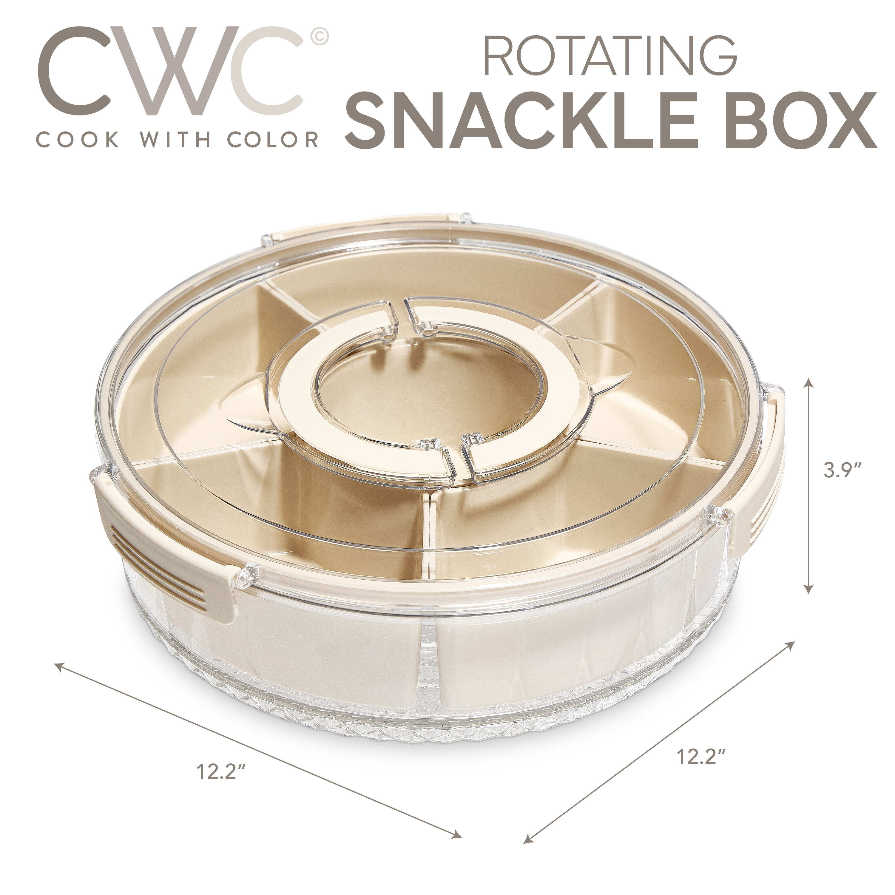Cook With Color Round Snackle Box, 6-Compartment, Cream photo 7