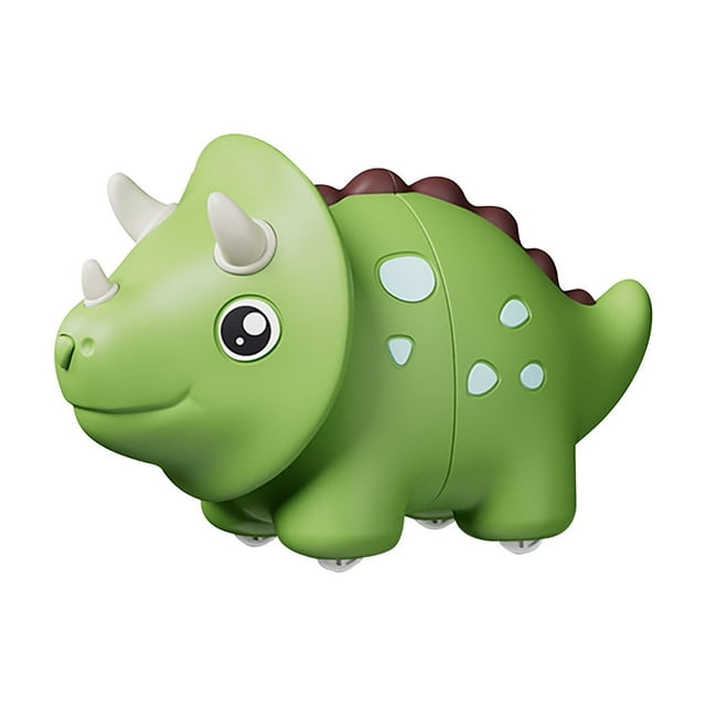 Green Inertial Telescoping Dinosaur Car Toy Triangular Collision Deformation Dino Figure For Toddlers Parent Child Interactive Play Plastic Vehicle Green