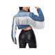 thumbnail image 4 of SAYOO - Abrigo corto para mujer, manga larga/sin mangas con borlas decorativas, chaqueta corta con botones, estilo casual de calle, prendas de vestir exteriores SAYOO  XS S M L, 4 of 6