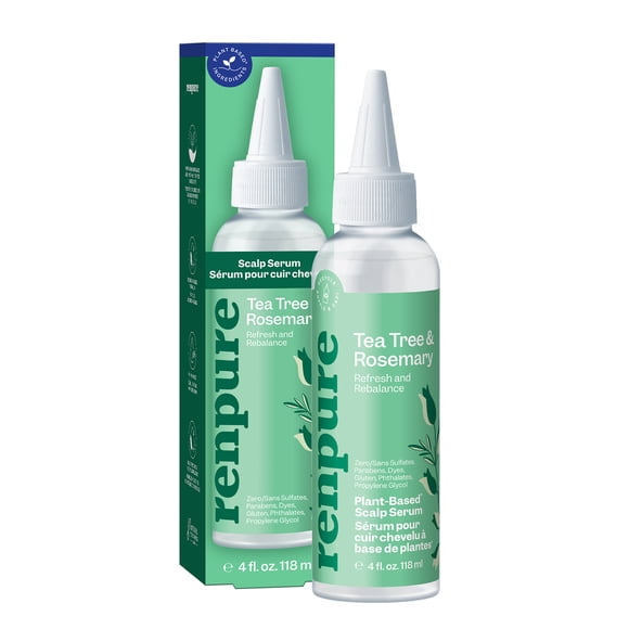 Renpure Tea Tree & Rosemary Scalp Serum, Plant-Based - Refreshing & Rebalancing - For Moisturized, Soft Hair - For Oily/Normal Hair - 4 Fl Oz