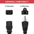 thumbnail image 3 of Uxcell 20ft 18 AWG Black 18/3 Universal Power Cord C13 to NEMA 5-15P 10A 125V 3-Prong Extension Power Cord, 3 of 5
