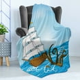 thumbnail image 4 of Kraken Soft Flannel Fleece Throw Blanket, Old Sailing Ship in Waves and Kraken Adventure Journey Travel Graphic Image Print, Cozy Plush for Indoor and Outdoor Use, 50" x 70", Blue Brown, by Ambesonne, 4 of 5