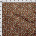thumbnail image 3 of oneOone Velvet Brown Fabric Leaves & Flower Floral Dress Material Fabric Print Fabric By The Yard 58 Inch Wide, 3 of 5