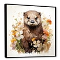 thumbnail image 2 of Designart "Otter in Blooming Meadow II" Animals Framed Wall Art - Brown Otter Living Room Framed Canvas Art, 2 of 6
