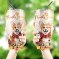 thumbnail image 4 of Happy Thanksgiving Corgi with Turkey Pumpkins Autumn Vibes 30oz Stainless Steel Tumbler Insulated Cup with Lid Welsh Corgi Dog Lover Gifts Idea - 12018, 4 of 5