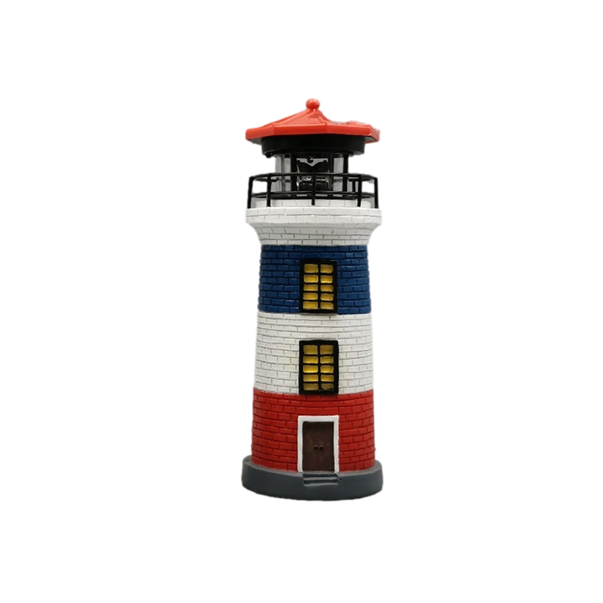 11'' Solar Powered Rotating Garden Lighthouse LED Yard Ornament Lawn Lamp Decor 