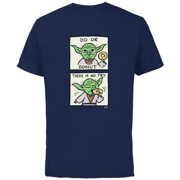 Star Wars Yoda Do or Donut There is No Try Funny - Short Sleeve Cotton T-Shirt for Adults - Customized-Navy
