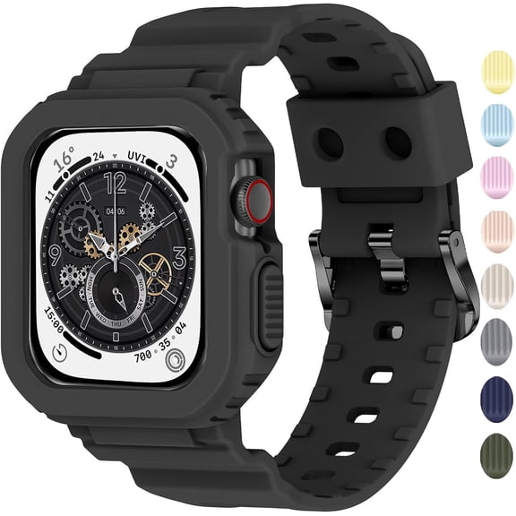 EIKODO-Compatible for Crystal Clear Apple Watch Bands, 45mm 44mm 46mm 42mm 41mm 40mm 38mm 49mm Bumper Case for Men Women Jelly Sport Cover Strap for iWatch Ultra 2/1 Series 10 9 8 7 SE 6 5 4 3 2 1