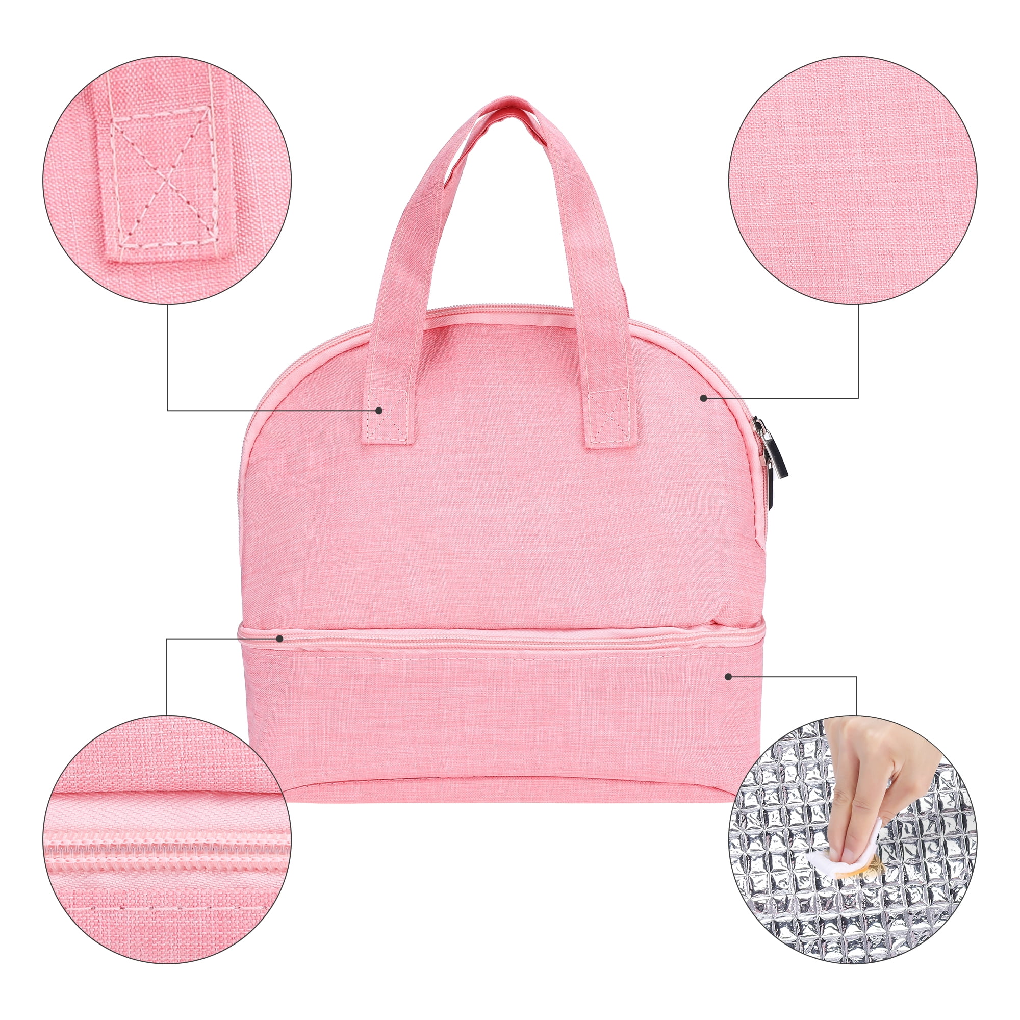 Unique Bargains Lunch Bag Insulated Bag Cute Tote Bag Pink