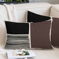 thumbnail image 2 of Brown Black Throw Pillow Covers, Modern Abstract Art Farmhouse Striped Soft Breathable Pillow Cases with Invisible Zipper for Sleeping, Toddler Pillowcases for Couch Bed Sofa Chair 12x20 Inches, 2 of 9