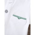 thumbnail image 4 of CARETOO Baby Boy Clothes Suit Floral Dress Shirt Shorts Suspender Pants Formal 95% Cotton 3pcs, 4 of 14