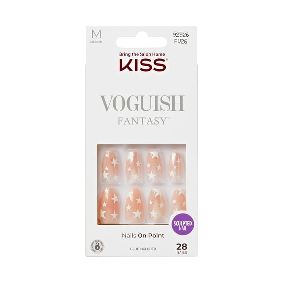 KISS Voguish Fantasy, Press On Nails, To The Sea, Beige, Medium Coffin, 28 Count